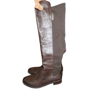 Vince Camuto Kellisi Mixed Italian Leather & Suede Knee High boots in Mocha sz 8
